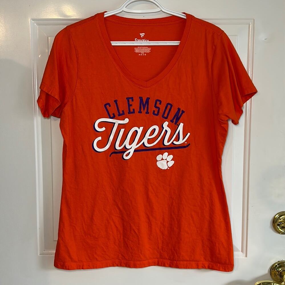 Fanatics Women’s V-Neck‎ Clemson Tigers Short Sleeve Shirt Large